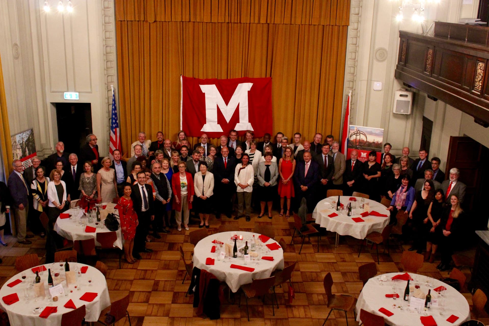 Transatlantic Dialogue participants gathered in a banquet hall
